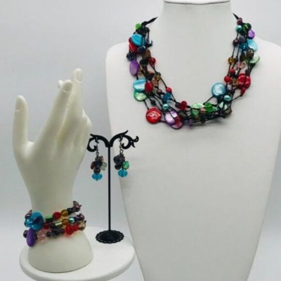 Vintage Premier Designs Parure Chunky Hand Knotted Fun Bold Statement Jewelry - Picture 11 of 11